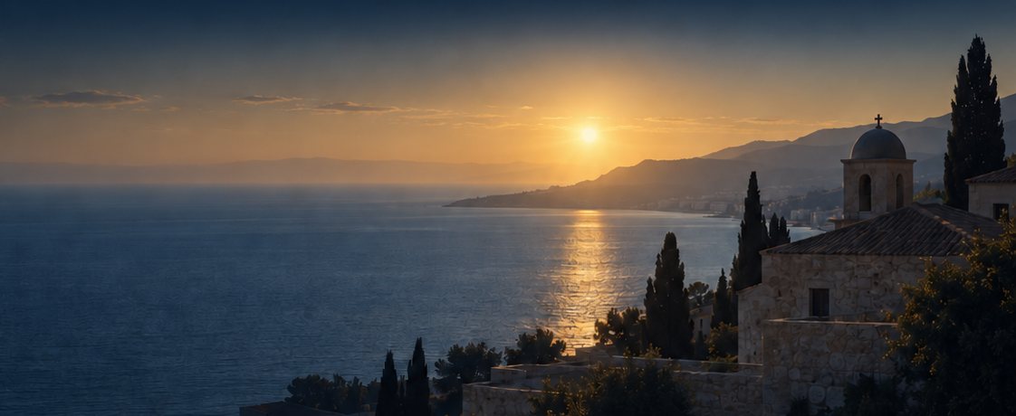 Sunset over the Mediterranean coast