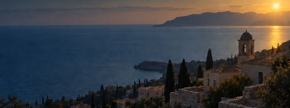 Coastal village overlooking the bay